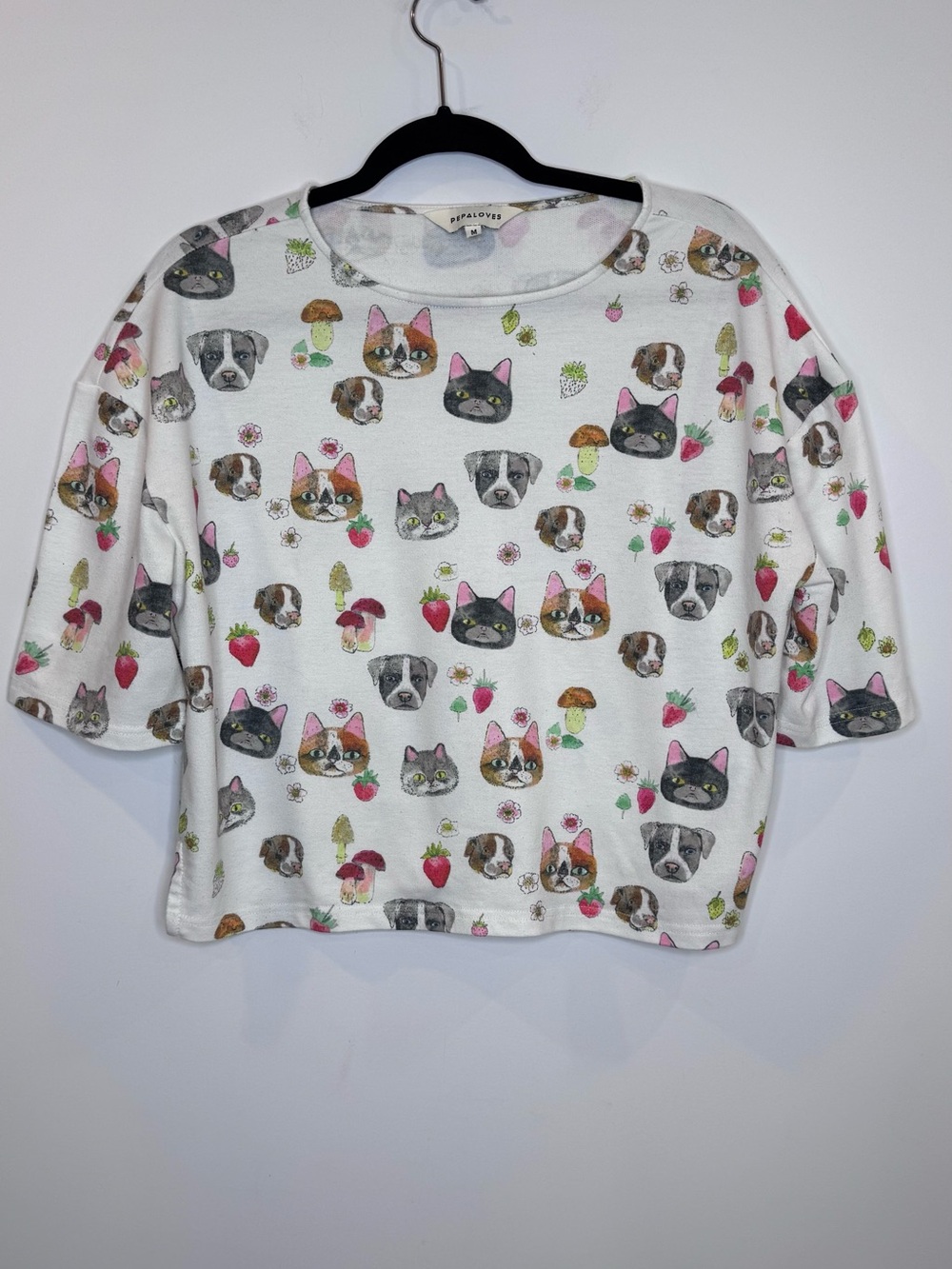 Pepaloves cats dogs novelty print quirky twee top sz medium